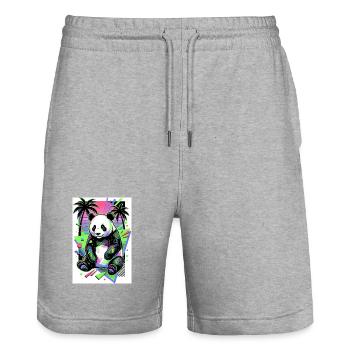 Panda - Stanley/Stella Unisex Bio Joggingshorts Trainer  - Grau meliert - Vorne - Nik (191cm) & Marisol (170cm)