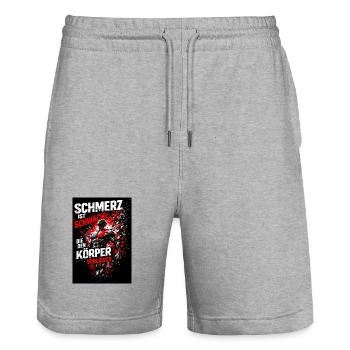 Schmerz ist Schwäche, die den Körper verlässt - Stanley/Stella Unisex Bio Joggingshorts Trainer  - Grau meliert - Vorne - Nik (191cm) & Marisol (170cm)