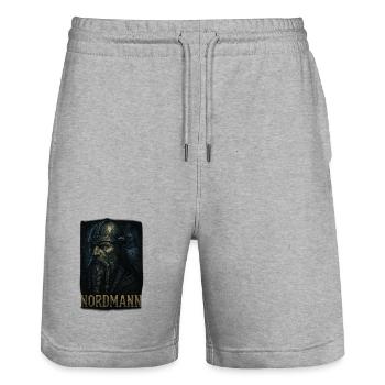 Nordmann mit Rabenbegleiter - Stanley/Stella Unisex Bio Joggingshorts Trainer  - Grau meliert - Vorne - Nik (191cm) & Marisol (170cm)