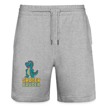 Großer Bruder Dinosaurier - Stanley/Stella Unisex Bio Joggingshorts Trainer  - Grau meliert - Vorne - Nik (191cm) & Marisol (170cm)
