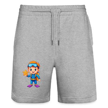 Boy in diving suit with starfish – adventure - Stanley/Stella Trainer Unisex Organic Jogging Shorts - heather grey - Front - Nik (191cm) & Marisol (170cm)