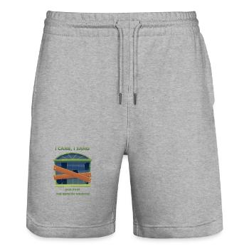Ich kam, ich sang: zerbrochenes Fenster - Stanley/Stella Unisex Bio Joggingshorts Trainer  - Grau meliert - Vorne - Nik (191cm) & Marisol (170cm)
