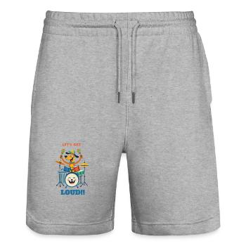 Drumming Dog auf der Bühne - Stanley/Stella Unisex Bio Joggingshorts Trainer  - Grau meliert - Vorne - Nik (191cm) & Marisol (170cm)