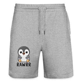 Cute Cartoon Penguin Chibi Rawr - Stanley/Stella Trainer Unisex Organic Jogging Shorts - heather grey - Front - Nik (191cm) & Marisol (170cm)