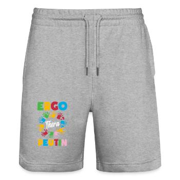 Ergothérapeute Mains Colorées - Short de jogging bio TRAINER Stanley/Stella unisexe - gris chiné - Devant - Nik (191cm) & Marisol (170cm)
