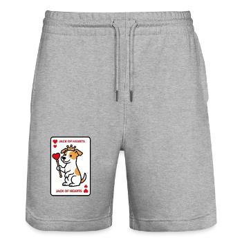 Jack Russell Of Hearts Original Design - Stanley/Stella Trainer Unisex Organic Jogging Shorts - heather grey - Front - Nik (191cm) & Marisol (170cm)