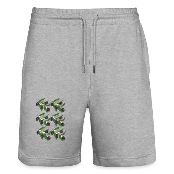 Olive Branch Pattern - Stanley/Stella Trainer Unisex Organic Jogging Shorts - heather grey - Front - Nik (191cm) & Marisol (170cm)
