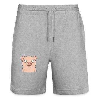 PETITS ACTIVISTES | Pig - Short de jogging bio TRAINER Stanley/Stella unisexe - gris chiné - Devant - Nik (191cm) & Marisol (170cm)