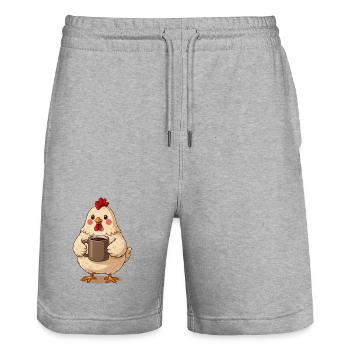 Cute Chicken Coffee – Cozy Farmhouse Chicken with Kaff - Stanley/Stella Trainer Unisex Organic Jogging Shorts - heather grey - Front - Nik (191cm) & Marisol (170cm)