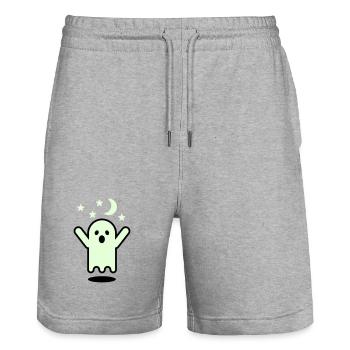 Glow in the dark Geister - Stanley/Stella Unisex Bio Joggingshorts Trainer  - Grau meliert - Vorne - Nik (191cm) & Marisol (170cm)