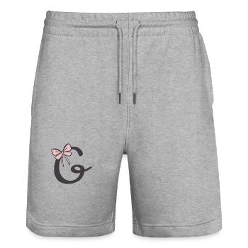 Anfangsbuchstabe G Schleifchen - Stanley/Stella Unisex Bio Joggingshorts Trainer  - Grau meliert - Vorne - Nik (191cm) & Marisol (170cm)