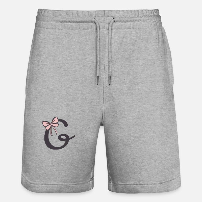 Anfangsbuchstabe G Schleifchen - Stanley/Stella Unisex Bio Joggingshorts Trainer  - Grau meliert