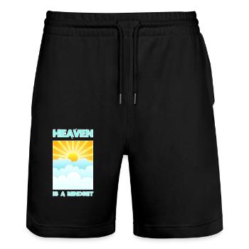 SONNE - " HEAVEN is a MINDSET " - Stanley/Stella Unisex Bio Joggingshorts Trainer  - Schwarz - Vorne - Nik (191cm) & Marisol (170cm)