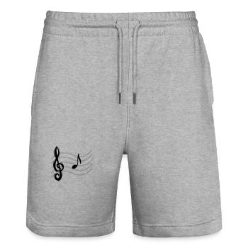 Clé de violon Note La / A Portées Partition - Short de jogging bio TRAINER Stanley/Stella unisexe - gris chiné - Devant - Nik (191cm) & Marisol (170cm)