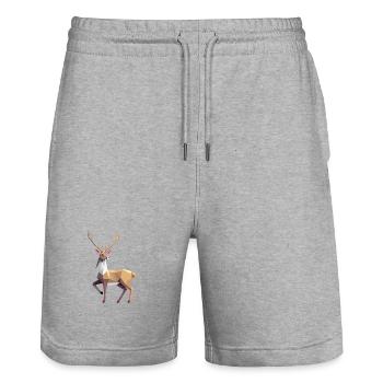 Renne, Renne, Orignal, Noël, Magie - Short de jogging bio TRAINER Stanley/Stella unisexe - gris chiné - Devant - Nik (191cm) & Marisol (170cm)