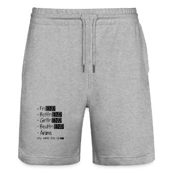 Anime Design Für Mädchen, Jungen, Frauen, Männer, Anime-Liebhaber - Stanley/Stella Unisex Bio Joggingshorts Trainer  - Grau meliert - Vorne - Nik (191cm) & Marisol (170cm)