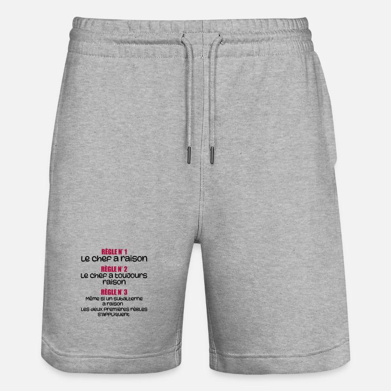 Les règles du chef - Short de jogging bio TRAINER Stanley/Stella unisexe - gris chiné
