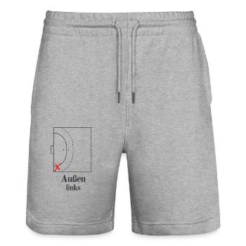 Handball - Außen - Stanley/Stella Unisex Bio Joggingshorts Trainer  - Grau meliert - Vorne - Nik (191cm) & Marisol (170cm)