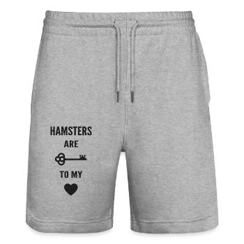 Hamsters are the key to my heart - Short de jogging bio TRAINER Stanley/Stella unisexe - gris chiné - Devant - Nik (191cm) & Marisol (170cm)