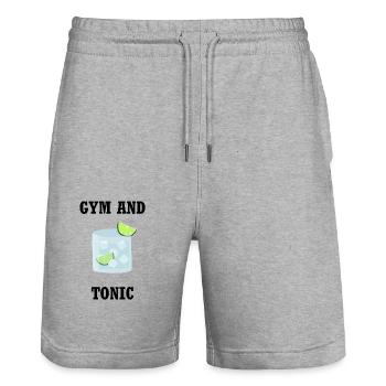 Gym and Tonic - Stanley/Stella Trainer Unisex Organic Jogging Shorts - heather grey - Front - Nik (191cm) & Marisol (170cm)