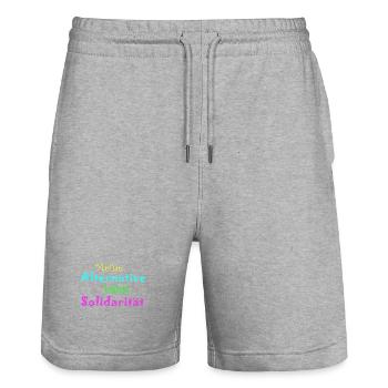 Meine Alternative heisst Solidarität - Stanley/Stella Unisex Bio Joggingshorts Trainer  - Grau meliert - Vorne - Nik (191cm) & Marisol (170cm)