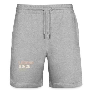 Legends were born in 1941 Gift ideas in 1941 - Stanley/Stella Trainer Unisex Organic Jogging Shorts - heather grey - Front - Nik (191cm) & Marisol (170cm)