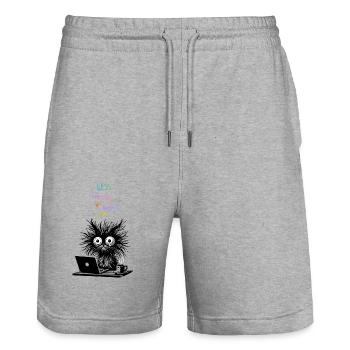 Cat Coffee Caffeine Office Colleague Monday Funny - Stanley/Stella Trainer Unisex Organic Jogging Shorts - heather grey - Front - Nik (191cm) & Marisol (170cm)