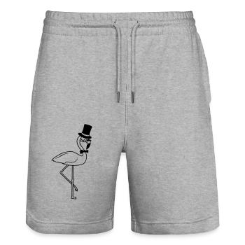 monsieur monsieur messieurs empire cylindre chapeau monocle flam - Short de jogging bio TRAINER Stanley/Stella unisexe - gris chiné - Devant - Nik (191cm) & Marisol (170cm)