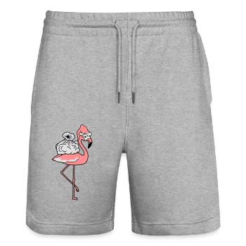 christmas winter gifts sack nicholas santa c - Stanley/Stella Trainer Unisex Organic Jogging Shorts - heather grey - Front - Nik (191cm) & Marisol (170cm)