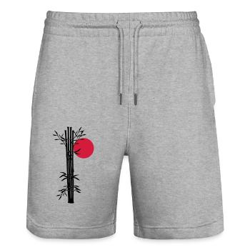 sonne bambus japanisch chinesisch baum pflanze sil - Stanley/Stella Unisex Bio Joggingshorts Trainer  - Grau meliert - Vorne - Nik (191cm) & Marisol (170cm)