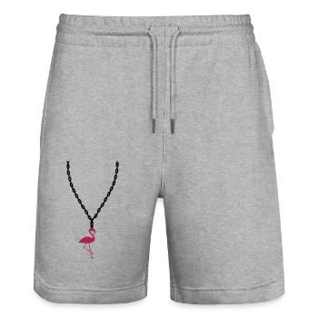halskette schmuck flamingo vogel pink urlaub stran - Stanley/Stella Unisex Bio Joggingshorts Trainer  - Grau meliert - Vorne - Nik (191cm) & Marisol (170cm)