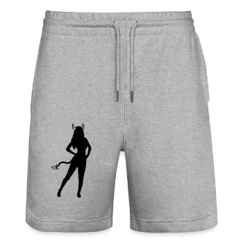 Satan Hot Girl - Stanley/Stella Trainer Unisex Organic Jogging Shorts - heather grey - Front - Nik (191cm) & Marisol (170cm)