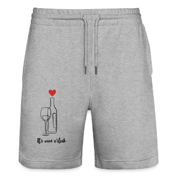 Wine Lover Weinliebhaber - Stanley/Stella Unisex Bio Joggingshorts Trainer  - Grau meliert - Vorne - Nik (191cm) & Marisol (170cm)