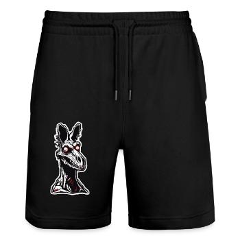 Känguru / Tier / Australien / Beuteltier / Outback - Stanley/Stella Unisex Bio Joggingshorts Trainer  - Schwarz - Vorne - Nik (191cm) & Marisol (170cm)