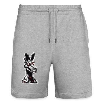 Kangaroo / Animal / Australia / Marsupial / Outback - Stanley/Stella Trainer Unisex Organic Jogging Shorts - heather grey - Front - Nik (191cm) & Marisol (170cm)