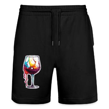 Wein / Trauben / Alkohol / trinken / Genießen - Stanley/Stella Unisex Bio Joggingshorts Trainer  - Schwarz - Vorne - Nik (191cm) & Marisol (170cm)