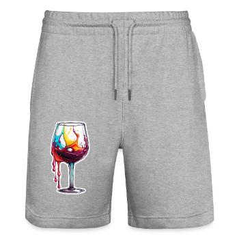Wein / Trauben / Alkohol / trinken / Genießen - Stanley/Stella Unisex Bio Joggingshorts Trainer  - Grau meliert - Vorne - Nik (191cm) & Marisol (170cm)