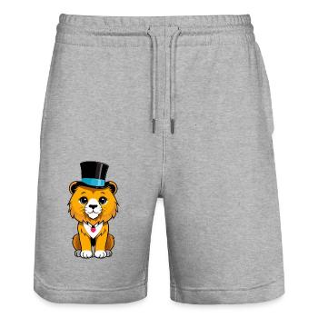 Petit Lion avec un chapeau - Short de jogging bio TRAINER Stanley/Stella unisexe - gris chiné - Devant - Nik (191cm) & Marisol (170cm)