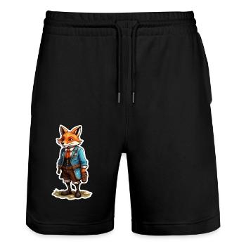 Lederhosen / Animal / Costume traditionnel / Tradition / Renard - Short de jogging bio TRAINER Stanley/Stella unisexe - noir - Devant - Nik (191cm) & Marisol (170cm)