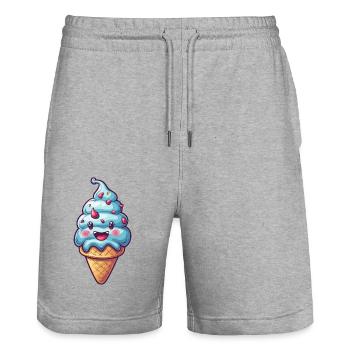 Smiling Ice Cream Creation - Stanley/Stella Trainer Unisex Organic Jogging Shorts - heather grey - Front - Nik (191cm) & Marisol (170cm)