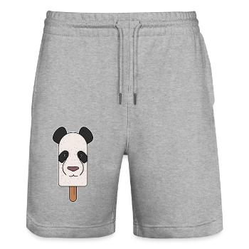 Panda Bear Head Popsicle - Stanley/Stella Trainer Unisex Organic Jogging Shorts - heather grey - Front - Nik (191cm) & Marisol (170cm)