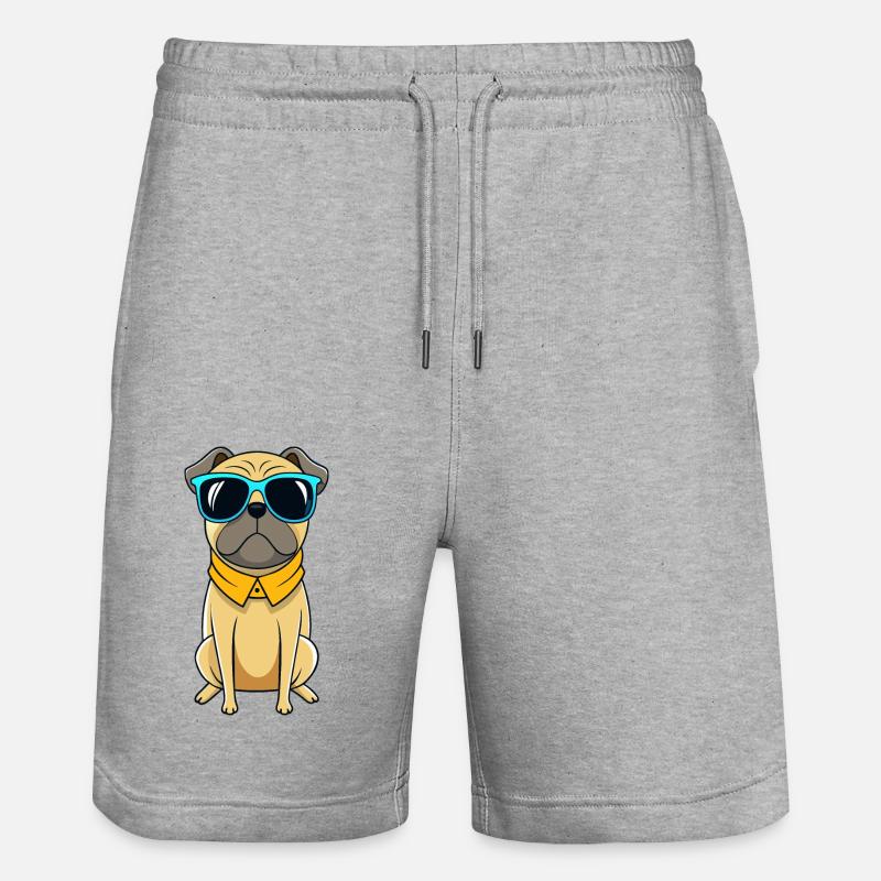 Cooler Mops mit Sonnenbrille - Stanley/Stella Unisex Bio Joggingshorts Trainer  - Grau meliert