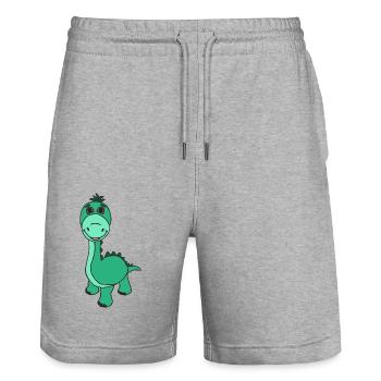 Süßer Dino - Stanley/Stella Unisex Bio Joggingshorts Trainer  - Grau meliert - Vorne - Nik (191cm) & Marisol (170cm)