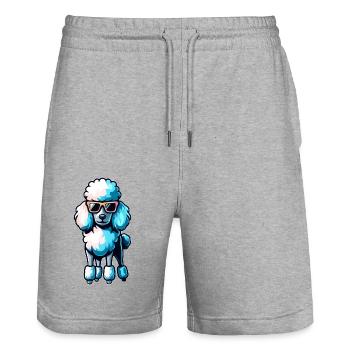 Cooler Pudel Hund Sonnenbrille Sommer Design - Stanley/Stella Unisex Bio Joggingshorts Trainer  - Grau meliert - Vorne - Nik (191cm) & Marisol (170cm)