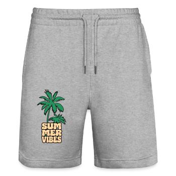 Summer Vibes Palme - Stanley/Stella Unisex Bio Joggingshorts Trainer  - Grau meliert - Vorne - Nik (191cm) & Marisol (170cm)