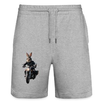 Lapin Motard - Short de jogging bio TRAINER Stanley/Stella unisexe - gris chiné - Devant - Nik (191cm) & Marisol (170cm)
