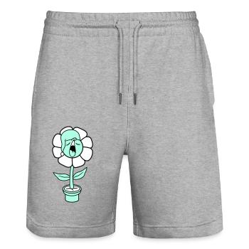 Yawning Tired Sleepy Head Flower Face Flower Pot - Stanley/Stella Trainer Unisex Organic Jogging Shorts - heather grey - Front - Nik (191cm) & Marisol (170cm)