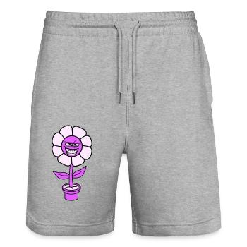 fleur peep méchant méchant méchant cool sourire vilain visage - Short de jogging bio TRAINER Stanley/Stella unisexe - gris chiné - Devant - Nik (191cm) & Marisol (170cm)