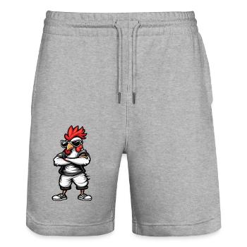 Coq Bande Dessinée Cool - Short de jogging bio TRAINER Stanley/Stella unisexe - gris chiné - Devant - Nik (191cm) & Marisol (170cm)
