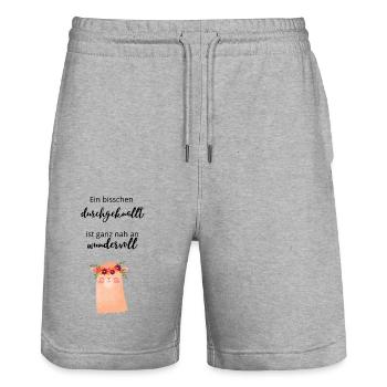 Wundervoll - Stanley/Stella Unisex Bio Joggingshorts Trainer  - Grau meliert - Vorne - Nik (191cm) & Marisol (170cm)